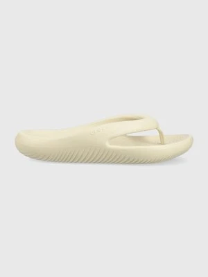 Crocs japonki Mellow Flip kolor beżowy na płaskim obcasie 11033