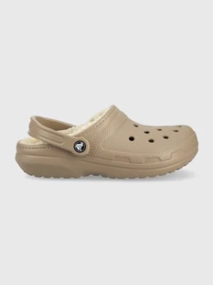 Crocs kapcie Classic Lined Clog kolor brązowy 203591