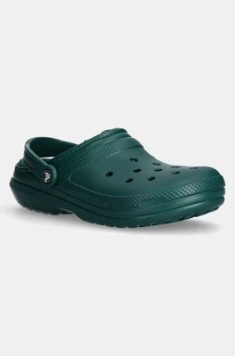 Crocs kapcie Classic Lined Clog kolor zielony 203591