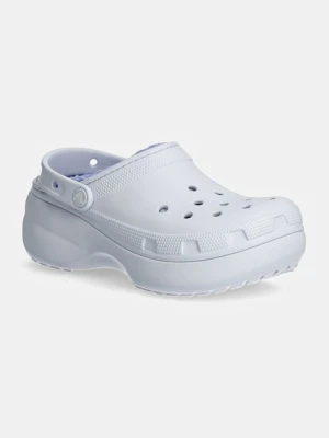 Crocs kapcie Classic Platform Lined Clog W damskie kolor fioletowy na platformie 207938