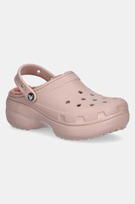 Crocs kapcie Classic Platform Lined Clog W kolor różowy 207938