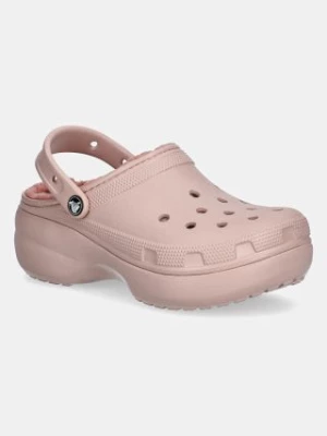 Crocs kapcie Classic Platform Lined Clog W kolor różowy 207938