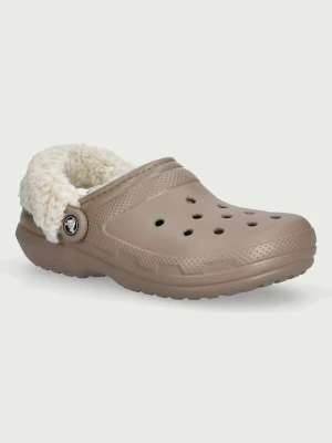 Crocs kapcie damskie Classic Fleece Lined Clog beżowy