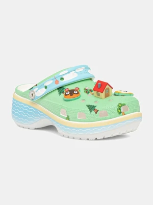 Crocs klapki Animal Crossing Platform Clog damskie kolor zielony na platformie 210101