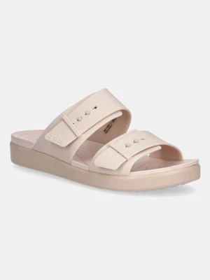 Crocs klapki Brooklyn Buckle Low damskie kolor różowy na platformie 211215