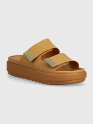 Crocs klapki Brooklyn Luxe Sandal damskie kolor brązowy na platformie 209586.2U3