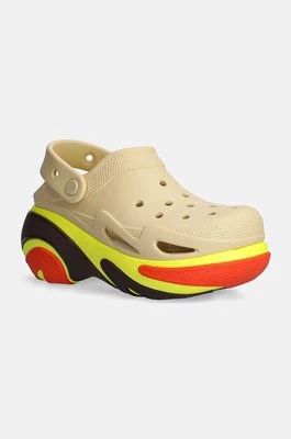 Crocs klapki Bubble Crush Clog damskie kolor beżowy na platformie 210061