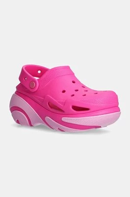 Crocs klapki Bubble Crush Clog damskie kolor różowy na platformie 210061