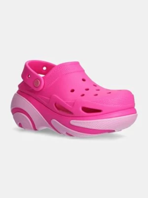 Crocs klapki Bubble Crush Clog damskie kolor różowy na platformie 210061