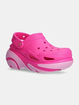 Crocs klapki Bubble Crush Clog damskie kolor różowy na platformie 210061