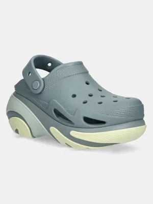 Crocs klapki Bubble Crush Clog damskie kolor zielony na platformie 210061.3YO