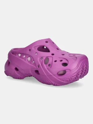 Crocs klapki Caged W Clog damskie kolor fioletowy na platformie 211141