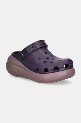 Crocs klapki Classic Crush Clog damskie kolor fioletowy na platformie 207521