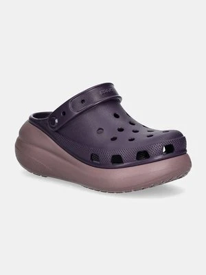 Crocs klapki Classic Crush Clog damskie kolor fioletowy na platformie 207521