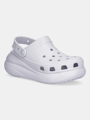 Crocs klapki Classic Crush Clog damskie kolor niebieski na platformie 207521