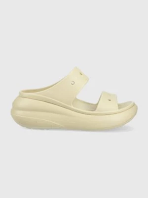 Crocs klapki Classic Crush Sandal damskie kolor beżowy na platformie 207670