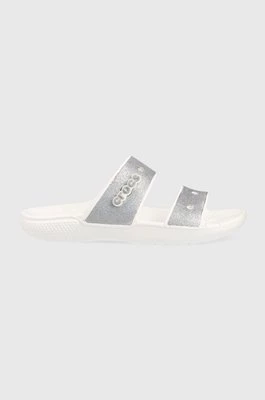 Crocs klapki Classic Glitter II Sandal damskie kolor srebrny 207769