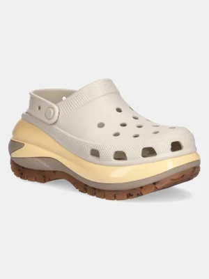 Crocs klapki Classic Mega Crush Clog damskie kolor beżowy na platformie 207988.0LM