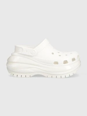 Crocs klapki Classic Mega Crush Clog damskie kolor biały na platformie 206867