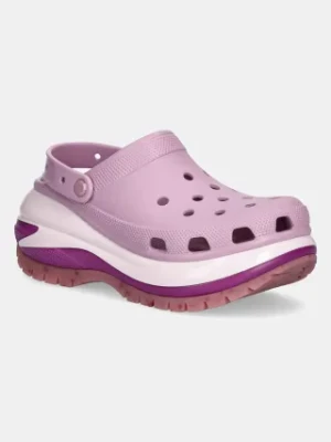 Crocs klapki Classic Mega Crush Clog damskie kolor fioletowy na platformie 207988.5BX