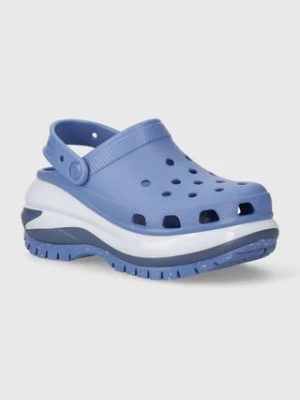 Crocs klapki Classic Mega Crush Clog damskie kolor niebieski na platformie 207988