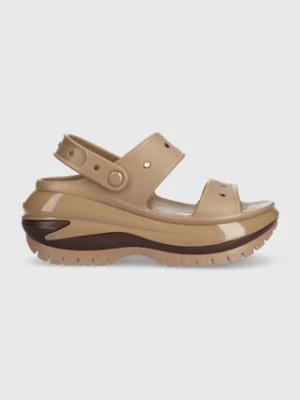 Crocs klapki Classic Mega Crush Sandal damskie kolor brązowy na platformie 207989