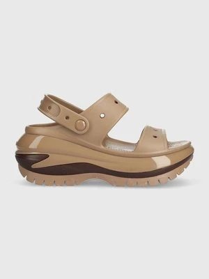 Crocs klapki Classic Mega Crush Sandal damskie kolor brązowy na platformie 207989