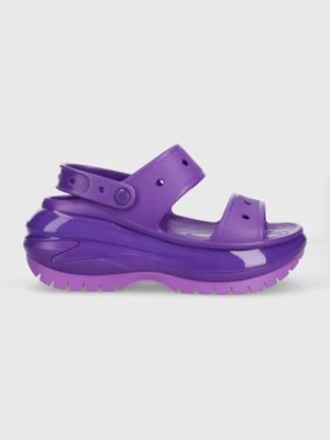 Crocs klapki Classic Mega Crush Sandal damskie kolor fioletowy na platformie 207989