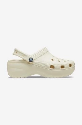 Crocs klapki Classic Platform Clog damskie kolor beżowy na platformie 206750.BONE-CREAM