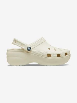 Crocs klapki Classic Platform Clog damskie kolor beżowy na platformie 206750.BONE-CREAM