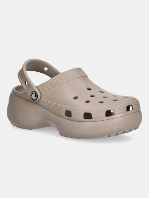 Crocs klapki Classic Platform Clog damskie kolor brązowy na platformie 206750