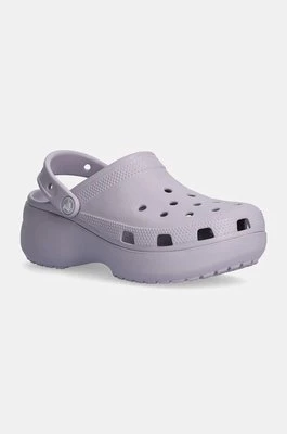 Crocs klapki Classic Platform Clog W damskie kolor szary na platformie 206750