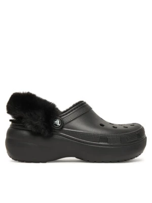 Crocs Klapki Classic Platform Fuzz Lined Clog 212854 Czarny