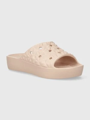 Crocs klapki Classic Platform Geometric Slide damskie kolor różowy na platformie 209564