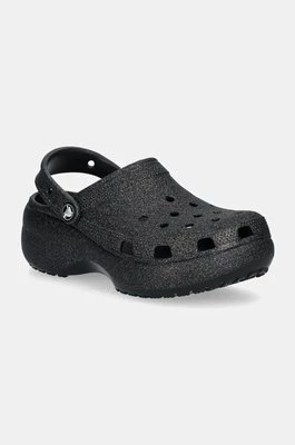 Crocs klapki Classic Platform Glitter Clog W damskie kolor czarny na platformie 207241