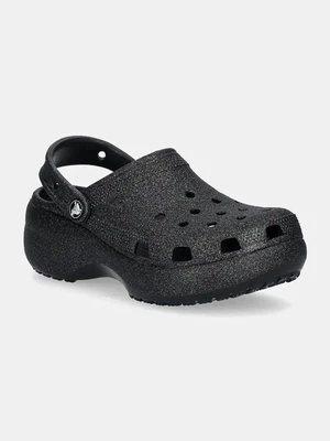 Crocs klapki Classic Platform Glitter Clog W damskie kolor czarny na platformie 207241