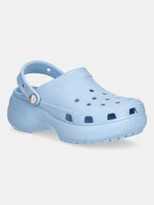 Crocs klapki Classic Platform Pearl Clog damskie kolor niebieski na platformie 211231.4NS