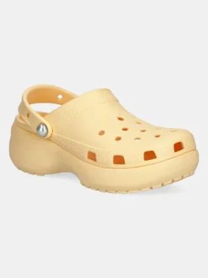 Crocs klapki Classic Platform Pearl Clog damskie kolor pomarańczowy na platformie 211231-78Z