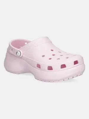 Crocs klapki Classic Platform Pearl Clog damskie kolor różowy na platformie 211231-6ZW