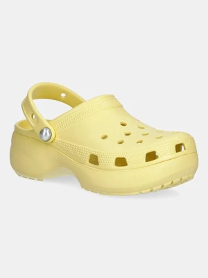 Crocs klapki Classic Platform Pearl Clog damskie kolor żółty na platformie 211231