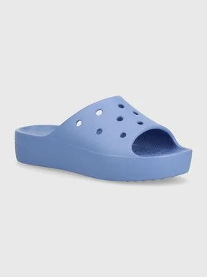 Crocs klapki Classic Platform Slide damskie kolor niebieski na platformie 208180