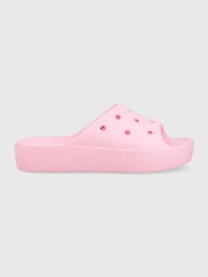 Crocs klapki Classic Platform Slide damskie kolor różowy na platformie 208180 208180.6S0-6S0