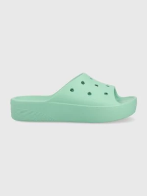 Crocs klapki Classic Platform Slide damskie kolor turkusowy 208180 208180.3UG-3UG