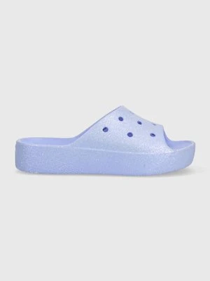 Crocs klapki Classic Platforn Glitter Slide damskie kolor fioletowy na platformie 208233