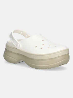 Crocs klapki Classic Stacked Clog damskie kolor beżowy na platformie 211355