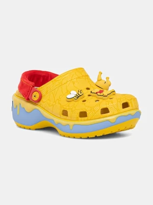 Crocs klapki Classic Winnie The Pooh Clog damskie kolor żółty na platformie 211092