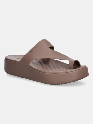 Crocs klapki damskie Getaway Platform Toe Loop brązowy