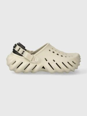 Crocs klapki Echo Clog damskie kolor beżowy na platformie 207937