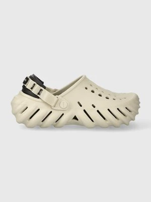 Crocs klapki Echo Clog damskie kolor beżowy na platformie 207937