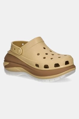 Crocs klapki Mega Crush Matte Clog damskie kolor beżowy na platformie 210749